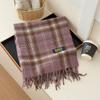 Korean version of the new plaid scarf women's autumn and winter atmosphere thickened warm retro imitation cashmere cold-proof scarf