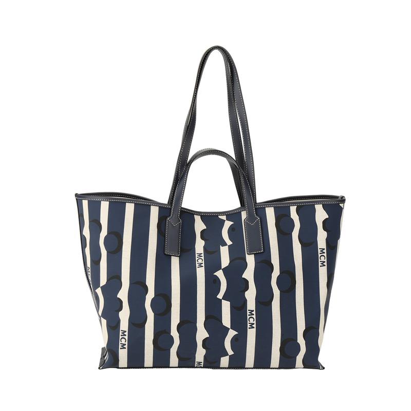 MCM Printed Pattern Canvas Handbag Tote Blue Shoulder Bag MWPFSTA06VC001