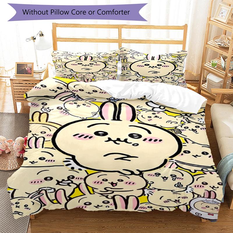 3pcs Usagi Bedding Set Duvet Cover Closure Includes 1 Duvet Cover & 2 Pillowcases, Soft and Comfortable for All Seasons.