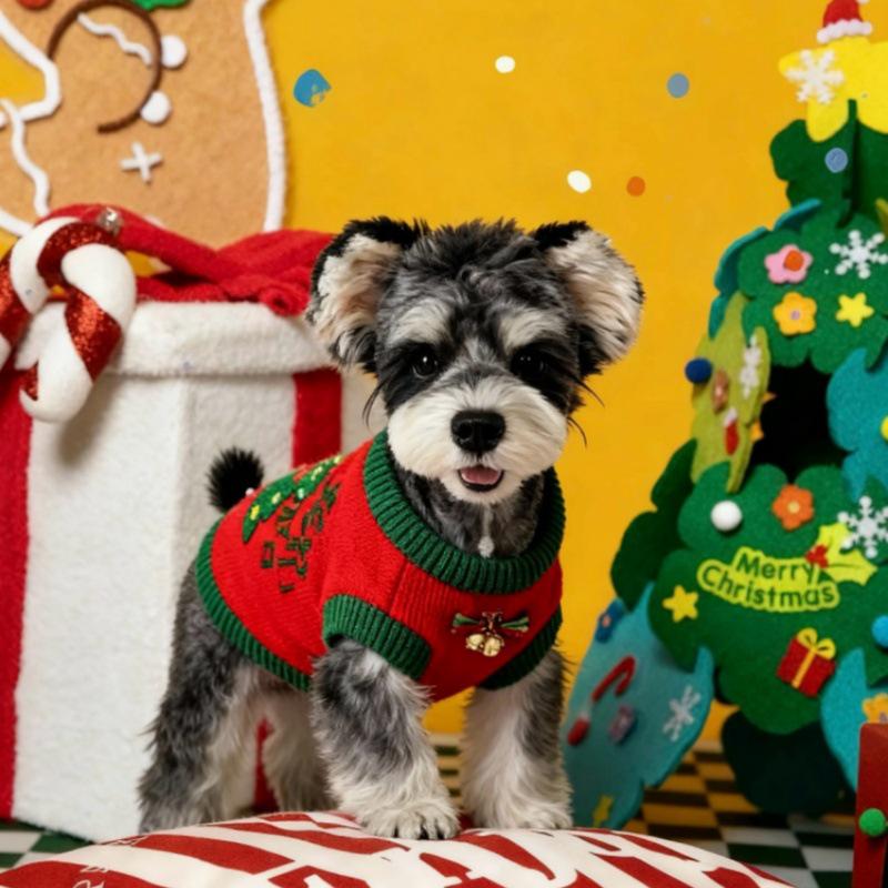 Christmas Knitted Sweater for Pets - Suitable for Schnauzer, Bichon, Teddy, Corgi, and Cats