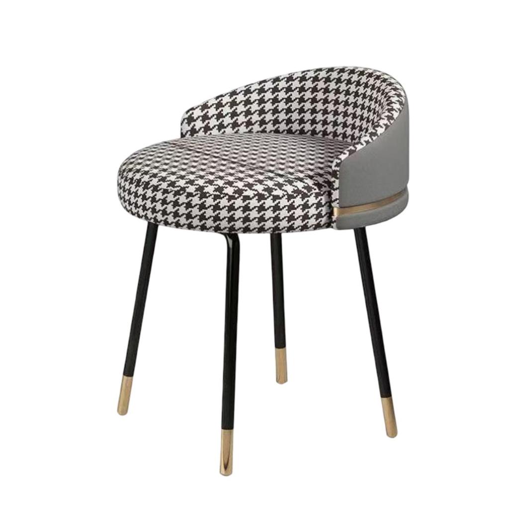High-End Cream Makeup Stool with Backrest for Girls' Bedroom or Luxury Dressing Table
