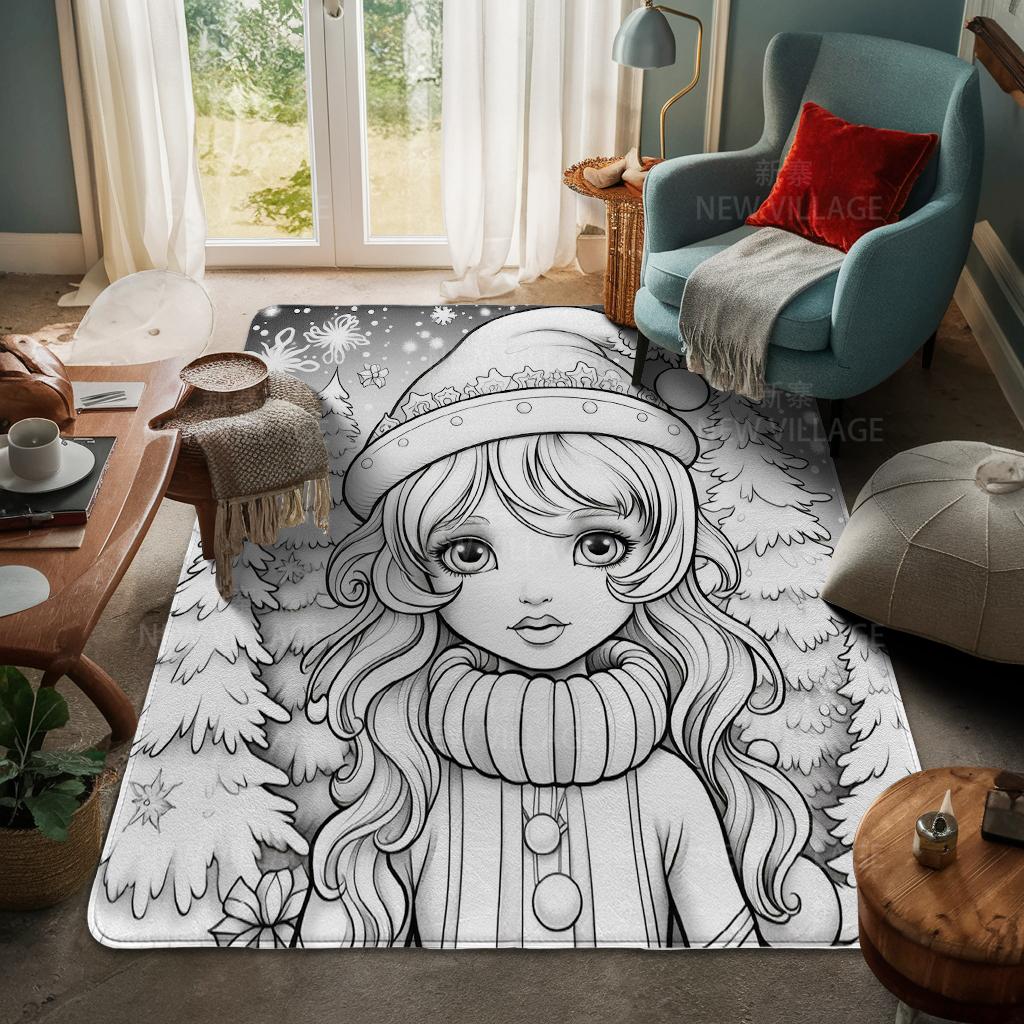 House Entrance Carpet Home Door Mat Living Room Bath Foot Bathroom Non-slip Water Absorption Rugs Bath Merry Christmas Winter