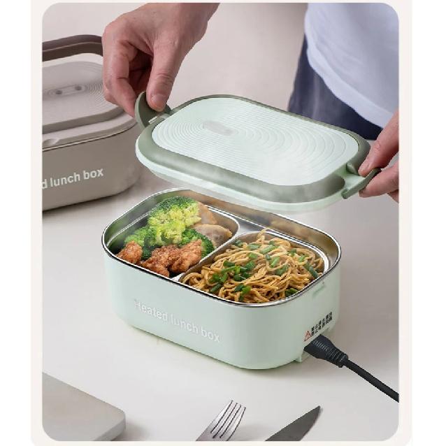 EU US Plug Electric Heated Lunch Box Meal Food Heater 220V 110V 1L Travel Outdoor Work Food Warmer Container Stainless Steel Set