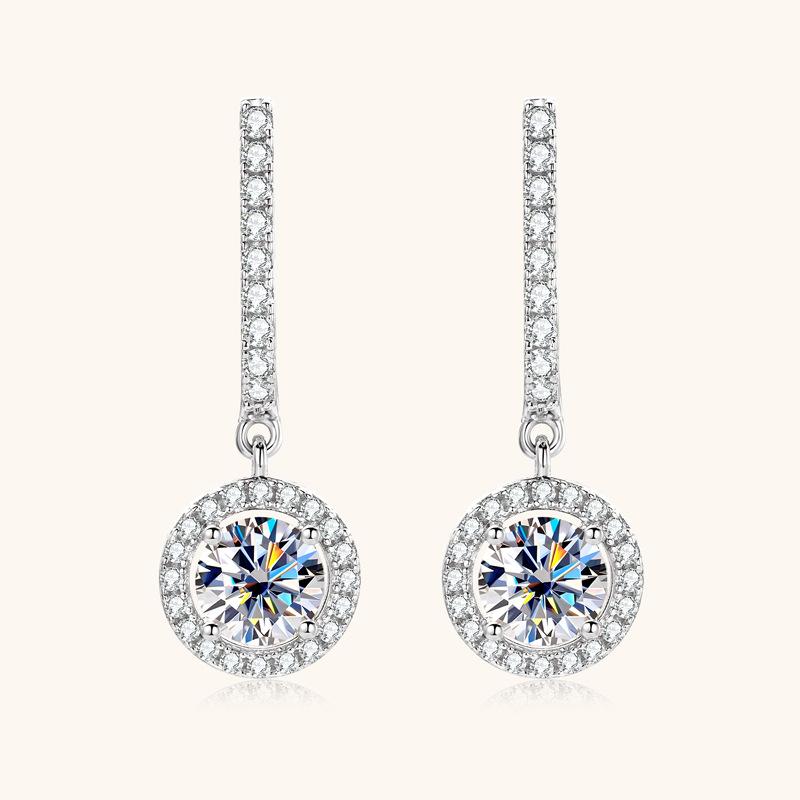 Silvere Glam Exquisite Moissanite Earrings And Pendants, Niche Design, Light Luxury And High-end Silver Ear Accessories