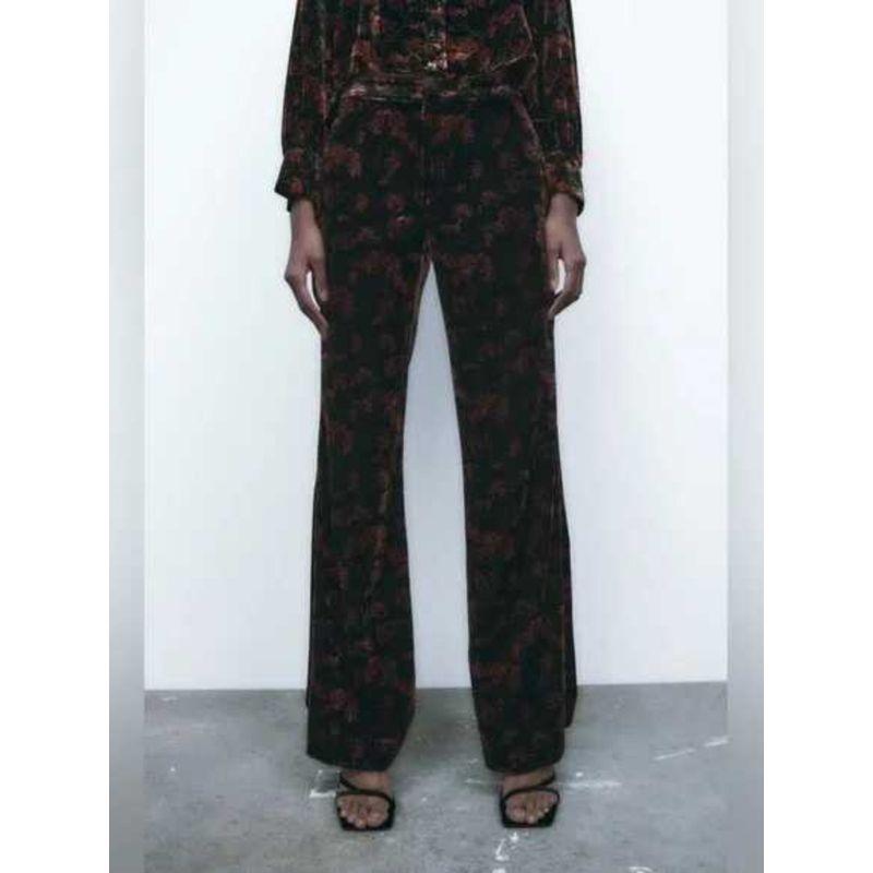 Export Single Z Family High Waist Slim Looking Elegant Elegance Work Clothing Spring New Arrival Exquisite Print Wide Leg Smart Trousers Women
