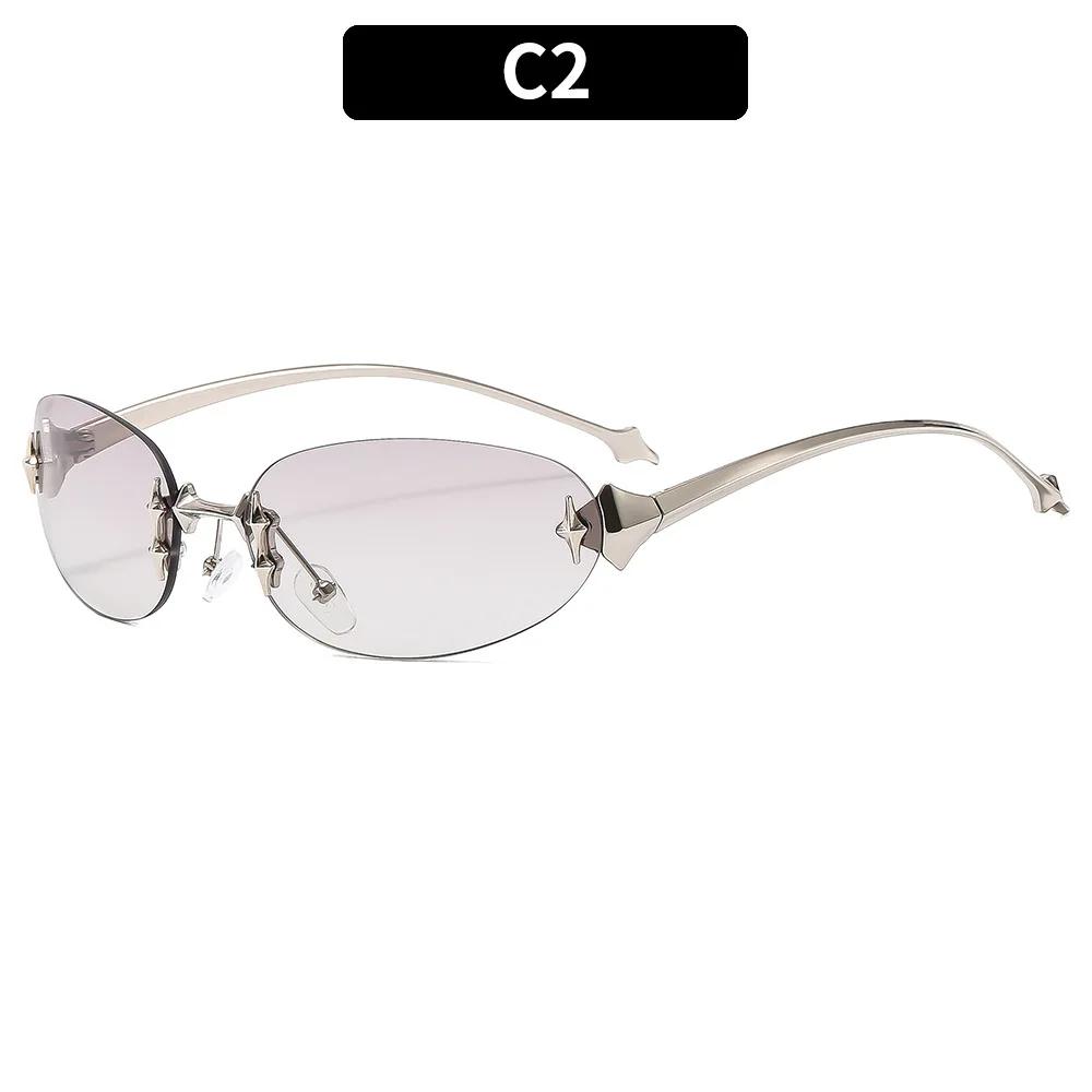 Occhiali da Sole Senza Montatura a Forma di Stella Y2K Millennio per Donna Uomo Trendy Alta Qualità Retro Accessori per Feste Festival Esterni