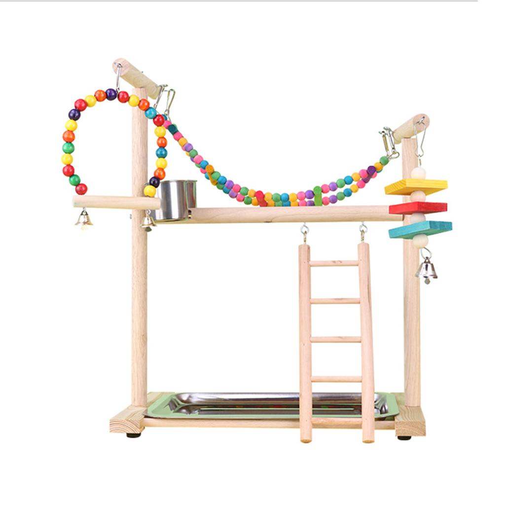 Lovebird Parrots Cage Perch Stand Bridge Colorful Swing Climbing Wooden Training Ladder Toy for Bird