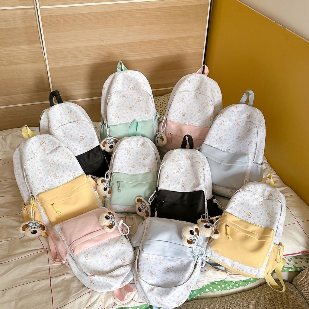Schoolbag Simple Bear School Bag Premium Sense Backpack College Student Commuter Junior High School Girls School Bag Japanese and Korean Simple Backpa