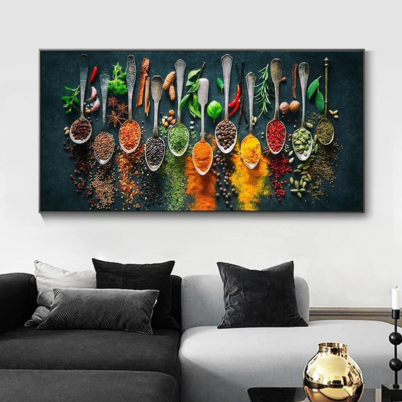 Wanddekoration für die Küche mit Kräutern und Gewürzen, zum Kochen auf Leinwand, Kunstposter und Drucke, Malerei, Kunstbilder, dekorative Gemälde