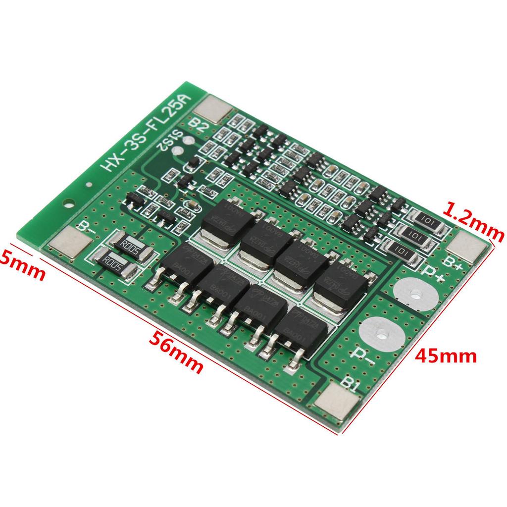 3S 12V//25A 18650 Li-ion Lithium Battery BMS Protection PCB Board With Balance~UK