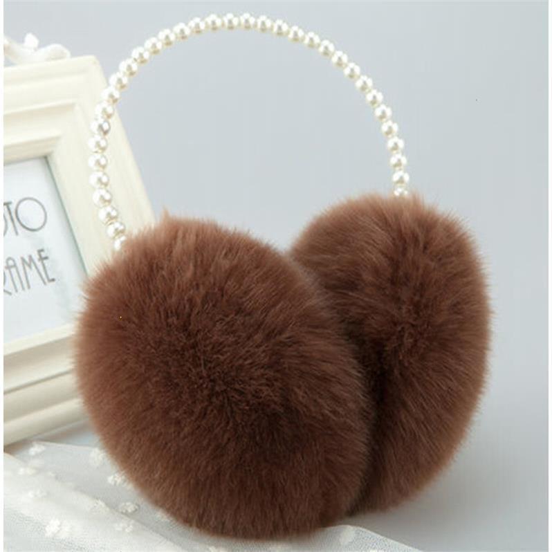 

Cozy Plush Rabbit Fur Ear Muffs for Winter Warmth and Cold Protection One Size коричневый