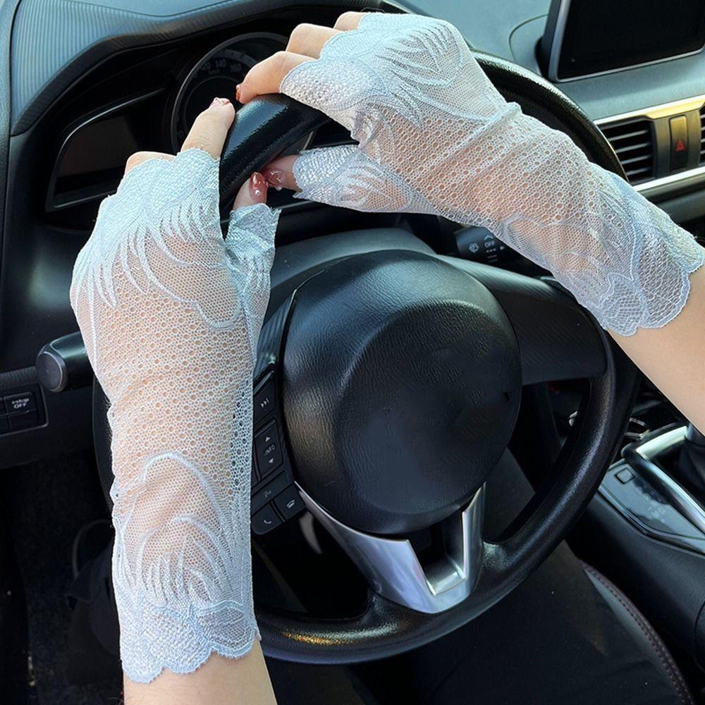 

Running Summer Clothing Accessories Half Finger Gloves Tulle Mittens Lace Gloves Sunscreen Sleeve телесный