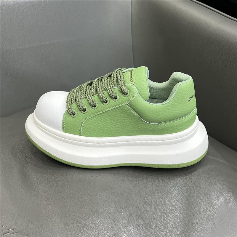 Autumn new color matching leather big head dad shoes lightweight platform sports casual shoes dl
