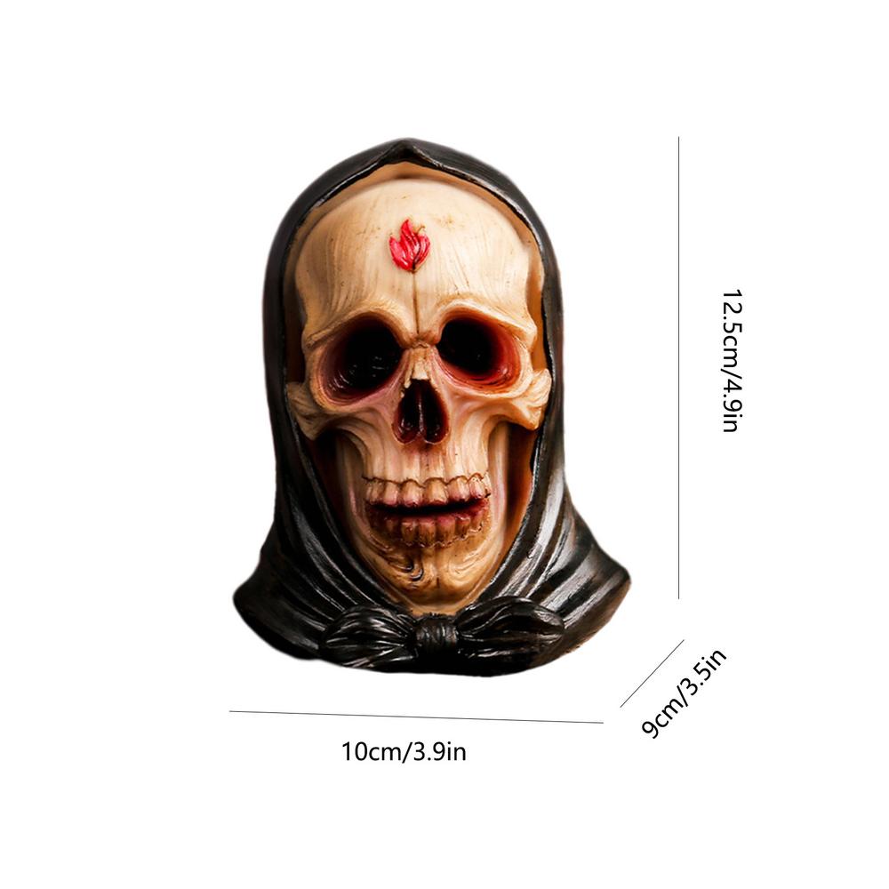 Spooky Skeleton Car Home Ornaments Skull-shaped Halloween Statue Halloween Decorative Resin Pendant Car Decorations Accessories