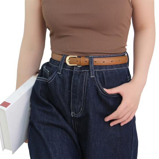Women Belt Adjustable Length Imitation Leather Waistband Solid Color Waist Belt Dresses Shirts Pants Skirts Accessories