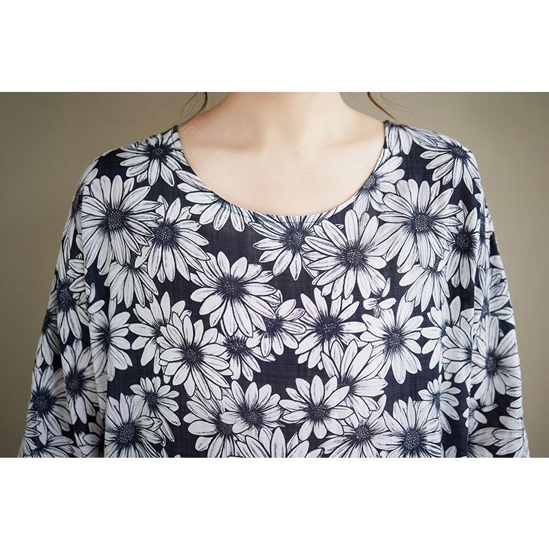 DIMANAF Nuovo Estate 2026 Spiaggia Donna Taglie Forti Signora Abito Lungo Vestito da Sole Ampio Oversize Maxi Stampa Floreale Cotone