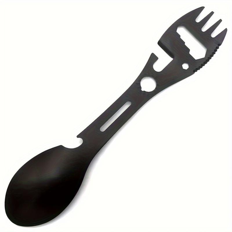 10-in-1 Multifunctional Camping Spork, Stainless Steel Spoon Fork with Cutter Can and Bottle Opener Wrench, Outdoor Hiking Travel Backpacking Flatware