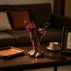 3D Printed Flower Vase Vase, Matte Wood Grain Double Tube Ornament, Mid Unique Resin Holder Century Style Floral Arrangement, for Dried Flowers