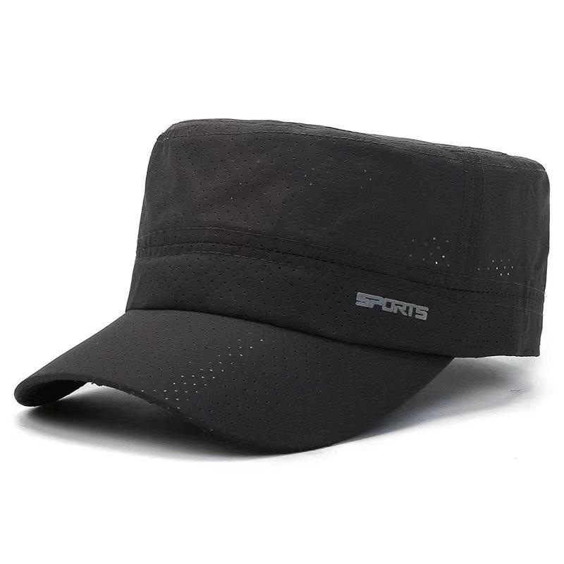 Quick-drying hat men's perforated mesh hat outdoor casual middle-aged flat-top hat breathable sun hat