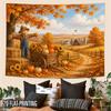 2D Flat - 2D Flat - 2D Flat Print 1pc Tapestry Autumn Farm Harvest Tapestry Scarecrow Pumpkins Sunflowers Rural Scene Oversized Polyester Fabric Perfe