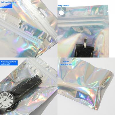 100pcs Holographic Resealable Mylar Bags Ziplock Candy Suger Tee Jewelry Beauty Storage Bag