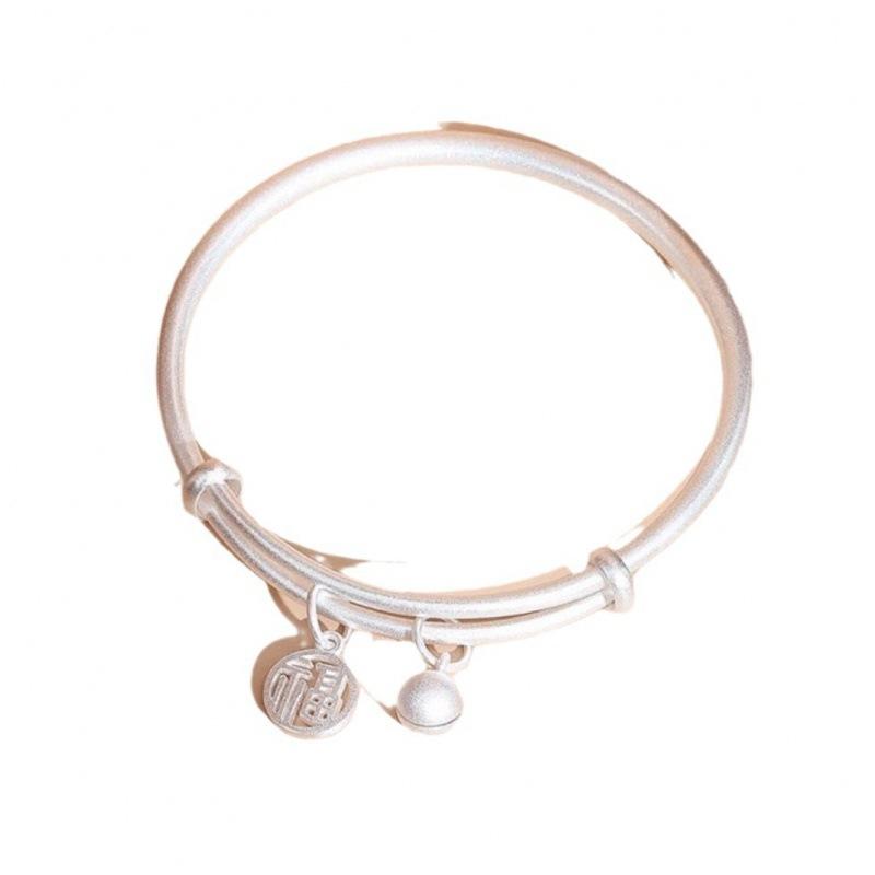 

Zuyin 999,9 Gufa Fu бренд колокольчик большой детский браслет мужской и женский браслет пуш-пул ученик начальной школы древний стиль серебряные ювелирные изделия подарок Adjustable size