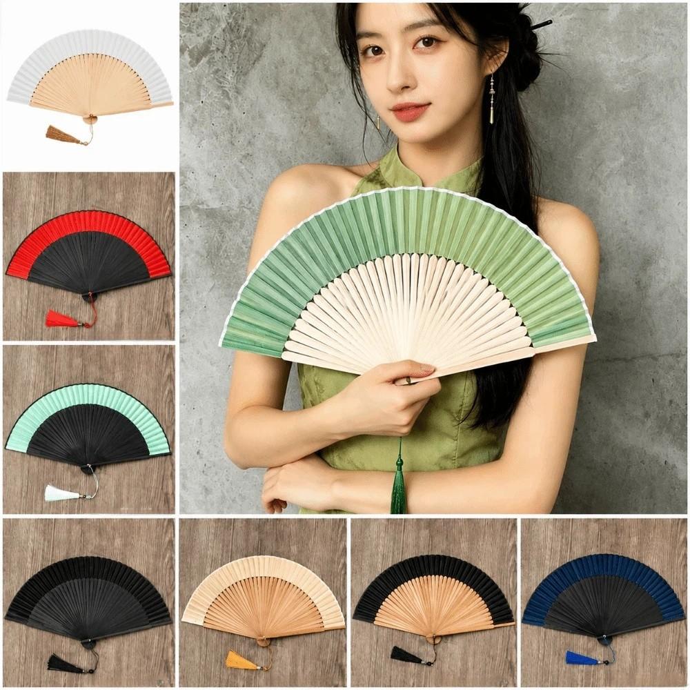 Japanese Style Folding Hand Fan Cotton Linen Cloth New Chinese Style Fan Perform Props