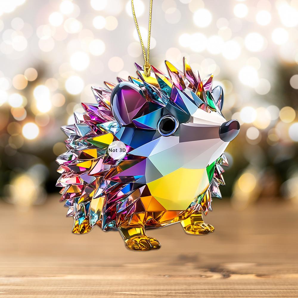 Automobile Pendants with Lanyard Easy To Hang Colorful Crystal Design Sparkling Acrylic Ornaments Hedgehog Dog Pendants