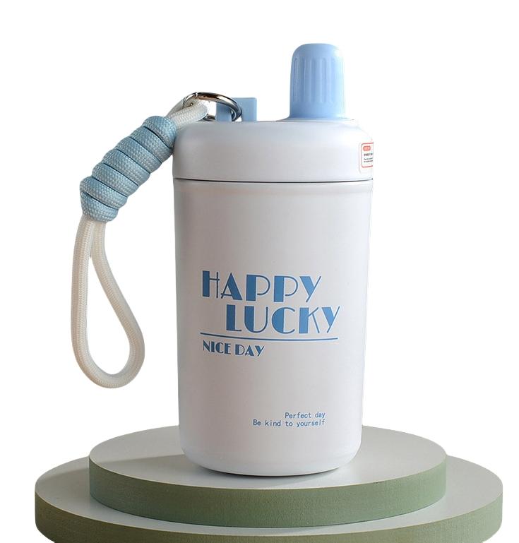 

Милая стальная термоизоляционная чашка для воды, многоцветная, на выбор, изысканная чашка для питья прямо из горла со шнурком, чашка для воды 400ml