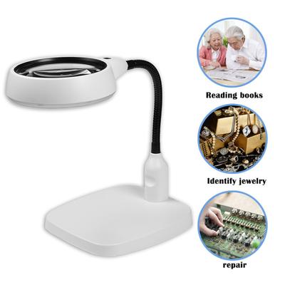 Foldable Professional 10X Magnifying Glass Desk Lamp Magnifier LED Light Reading Lamp for Book Reading Repair Use