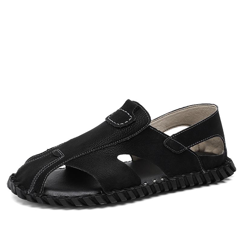 Men Handmade Sandals Round Toe Casual Lightweight Outdoor Comfortable Trendy All-match Shoes Breathable Flat Sandals Summer Main