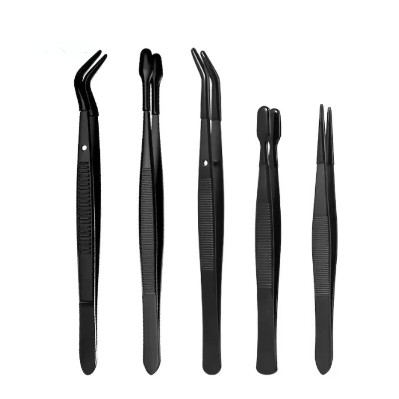 2/3/5Pcs Tweezers With Rubber Tips Stamp Clip False Eyelash Tweezers Rubber Pvc Flat Tip Bent Tip Tweezers Clamping Tool