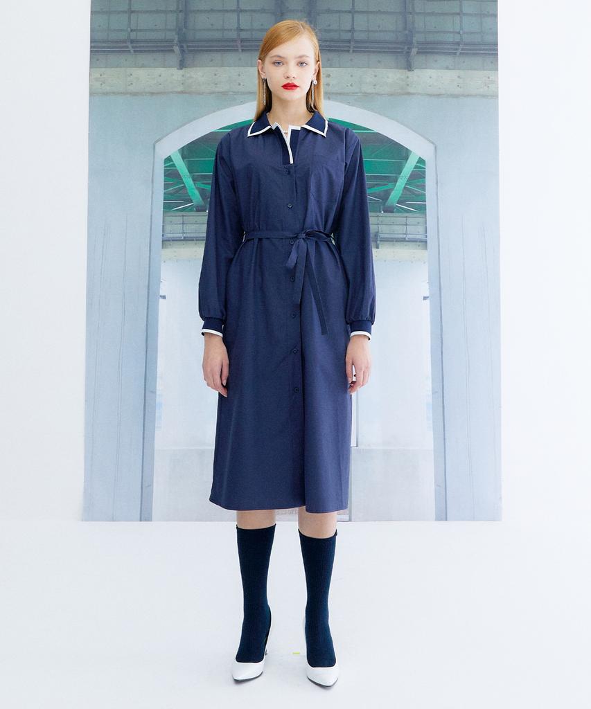 THE STUDIO K Pique Shirt Dress_Navy