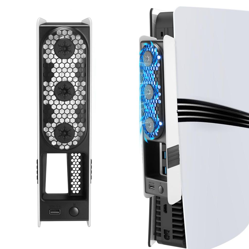 With the New PS5 PS5 Pro Cooling Fan with Automatic Temperature Fan Speed LED USB Low Rapid Heat PS5 Peripheral Compatible with Both Disc and Digital