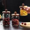 ZISIZ Round Glass Storage Jars with Wooden Lids
