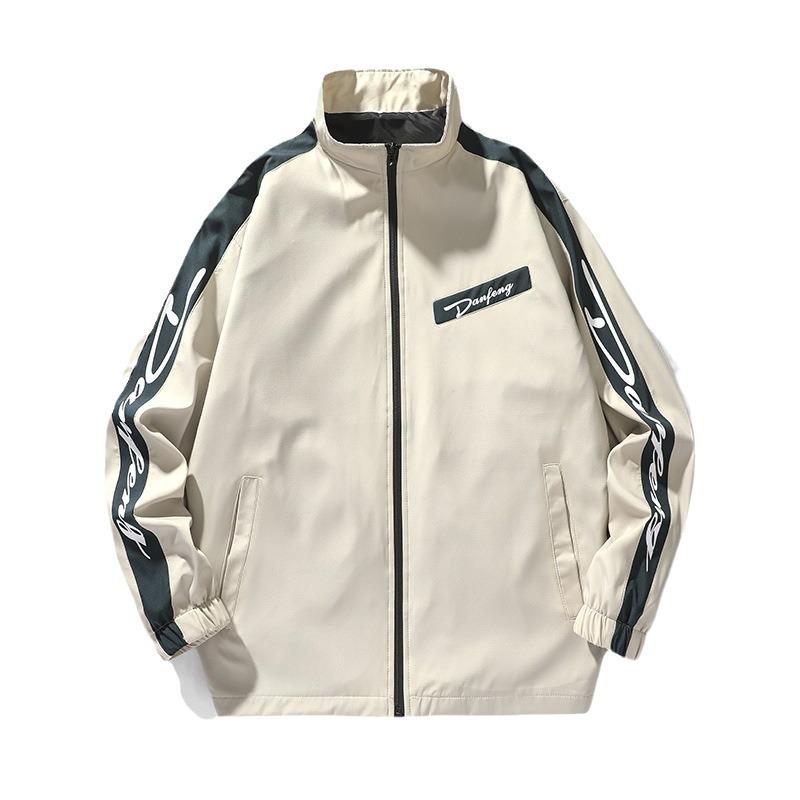 Men's Stand-up Collar White Jacket Spring and Autumn Casual Jacket Korean Version Trendy Men's Clothing
