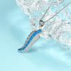 Trending TikTok INS Blue Copper Alloy Feather Necklace-Opal Inlaid Pendant Silver Plated Women's Trendy Sweater Chain Jewelry