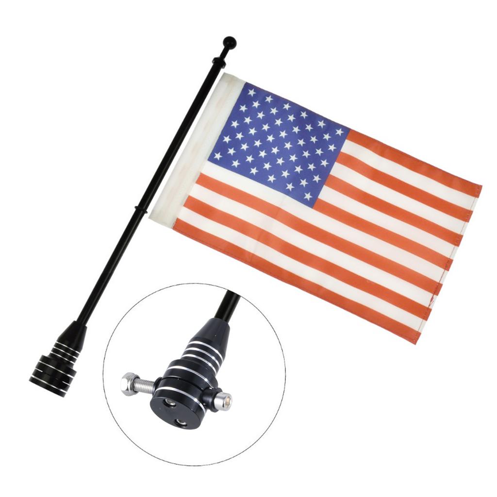 Motorcycle Flagpole Mount Steel 15" Flag Pole Fixed Mount for Luggage Rack Motorcycle Decoration