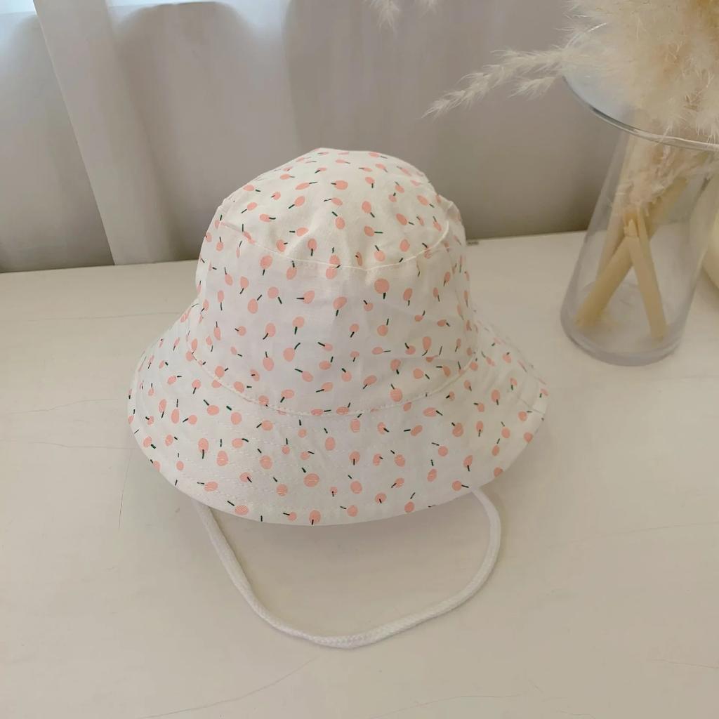 1-12Year Kids Fisherman Hat Pink Print Girl Baby Bucket Hats Cotton Breathable UV Protection Basin Cap Children Sunshade Visors