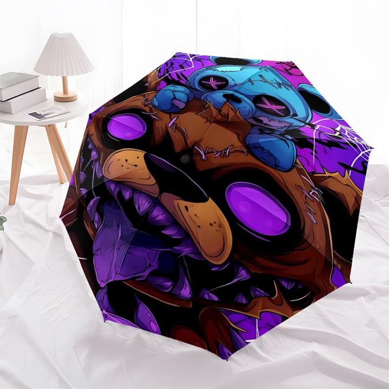 1pc Bear Horror Automatic Folding Umbrella - Design, Durable Iron Frame for Travel, Outdoor, Beach Fashion Accessory a0920044
