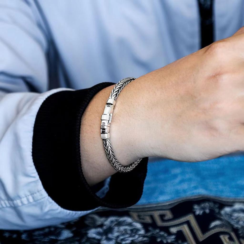 S925 Sterling Silver Simple Domineering Handmade Woven Fashion Creative Man and Woman Bracelets Luxury Jewelry Exquisite Gift