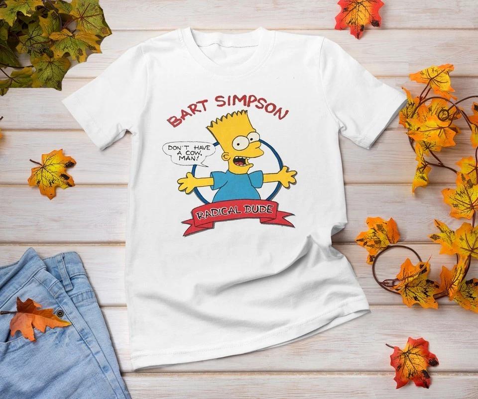 New Popular BART SIMPSON Shirt Radical Dude The Simpsons Men T-shirt E4 M