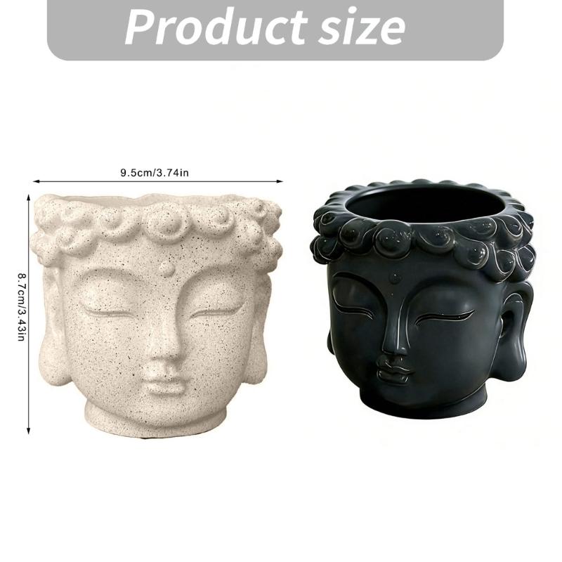 Elegant Resin Buddhas Shape Flower Pot Handcrafted Resin Buddhas Head Planter For Succulents And Desk Decoration