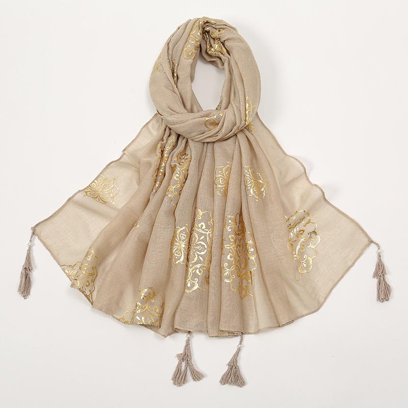 New Gold Glitter Shimmer Cotton Hijab Scarf Women Islam Scarf Muslim Women Crinkle Scarves Headscarf Wraps Ramadan Abaya Turbans