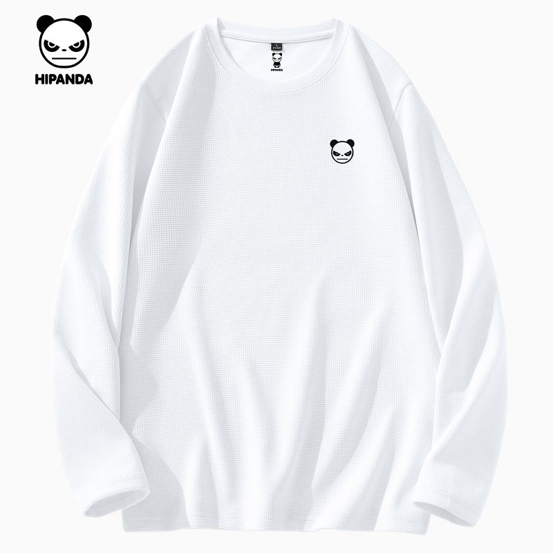 Hello Hipanda, Panda Long-Sleeved Solid Color American Waffle T-Shirt