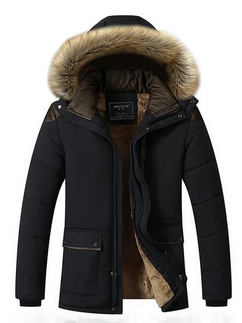 Coat Windproof Male Parkas Plus Size Fur Collar Hooded Men Thick Winter Jacket New Fashion Warm Wool Liner Man Jacket