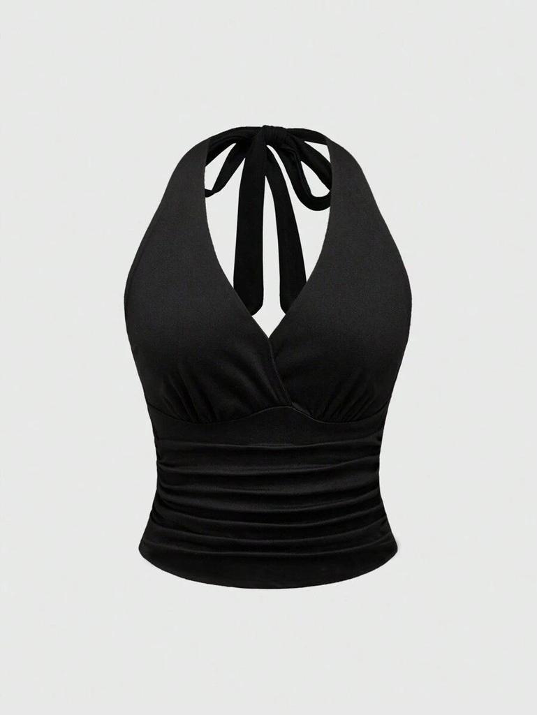 2026 European Summer Solid Color Spaghetti Strap Halter Vest: Versatile, Slimming, Sexy Sleeveless Top for Women