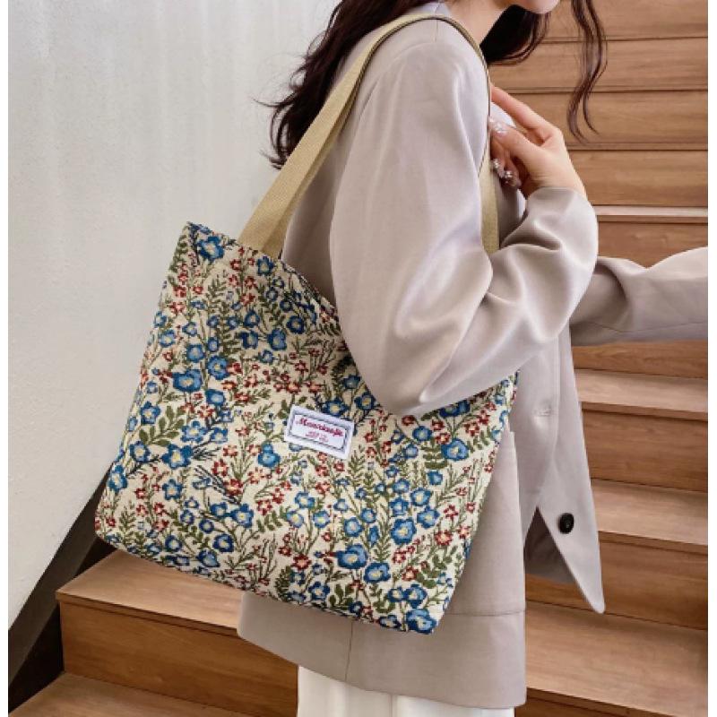 Women's Large Floral Canvas Tote Bag