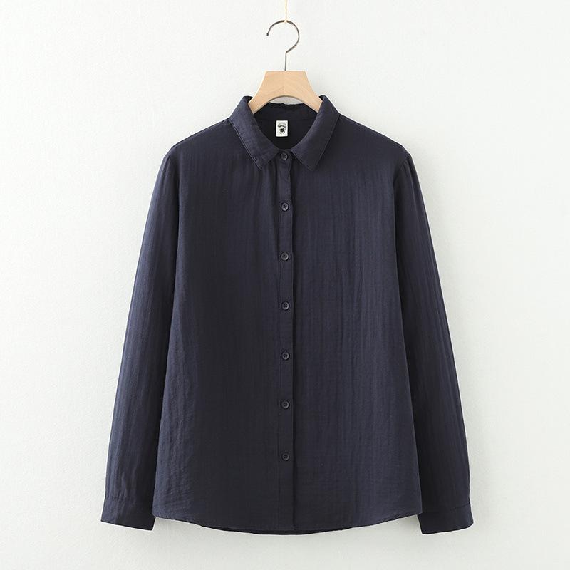 Cardigan da donna a maniche lunghe con colletto a punta autunnale primaverile, colore unito, filato a doppio strato, camicia base, camicette e camicie