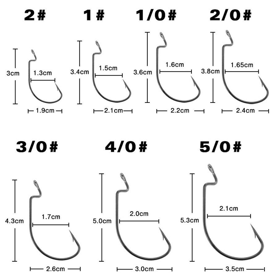 50pcs High Carbon Steel Crank Offset Fishing Hooks for soft Worm Baits Barbed Sharp Hook Big Wide Gap Crank Hook 7 Size Fishhook 260319